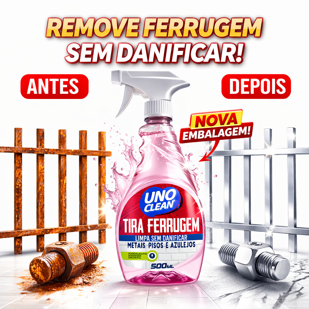 Tira Ferrugem Uno Clean 500Ml Profissional Inox Metal Azulejo Rejunte Piso Oxidacao Ferragens