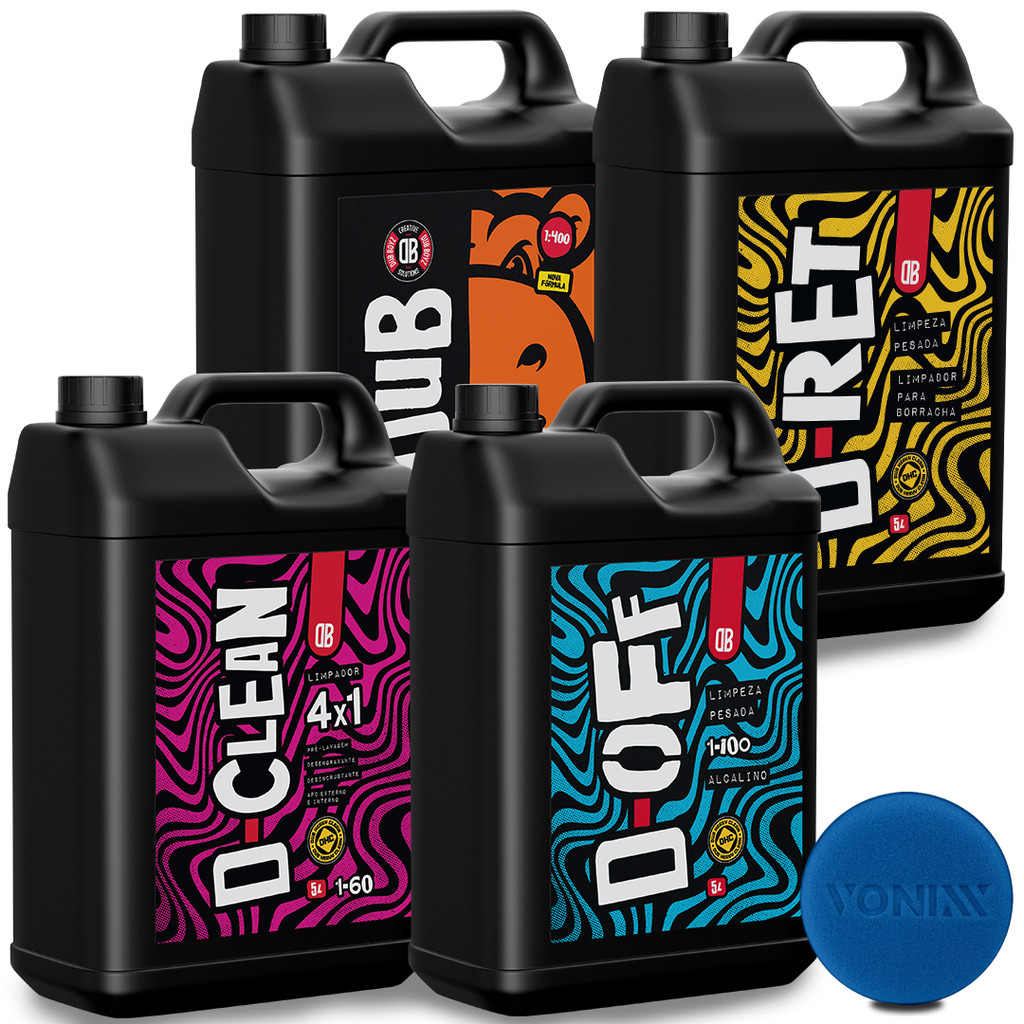 Kit Lavagem Automotiva Profissional Dub Boyz D-OFF + Hypo Float + D-Clean + D Ret + Aplicador Vonixx