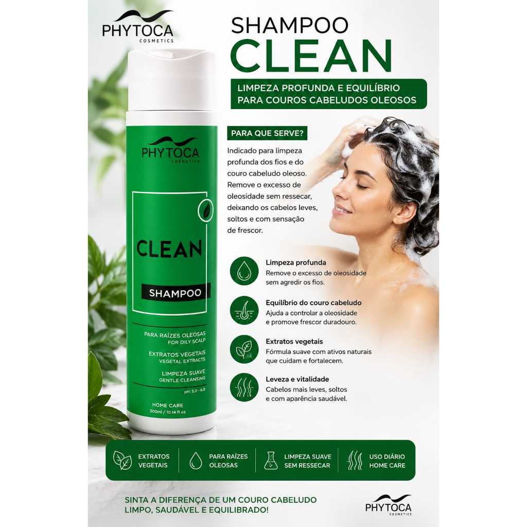 Shampoo Phytoca Clean 300ml Limpeza para Cabelos Oleosos