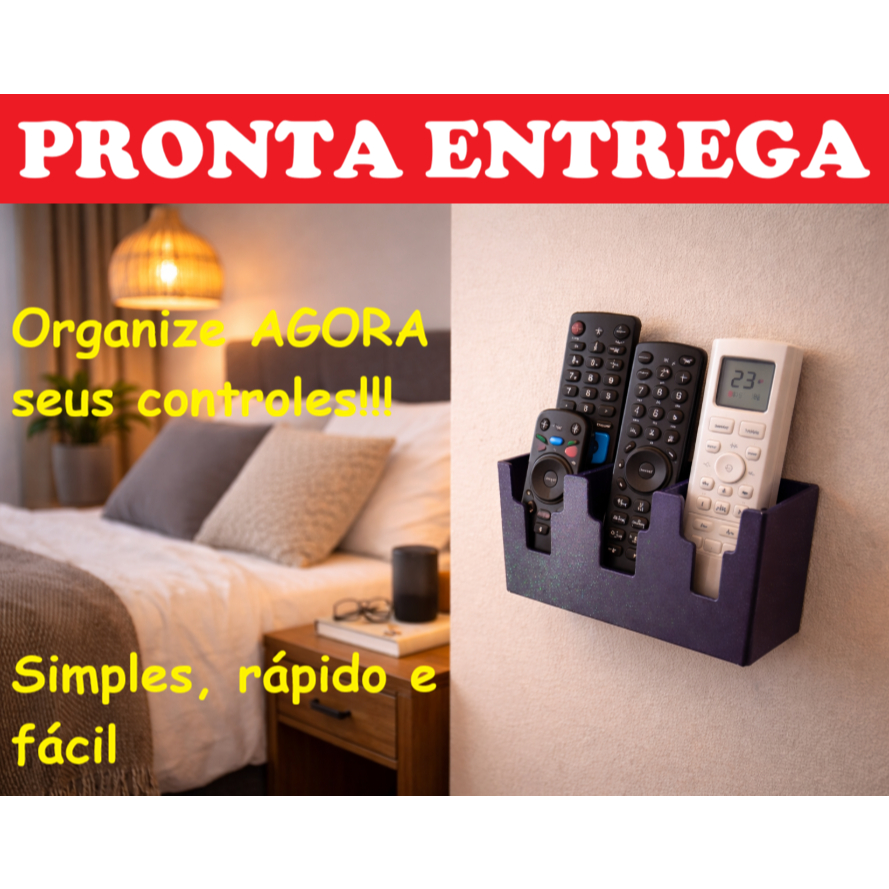 Suporte multiuso de parede para até quatro controles remotos com design moderno