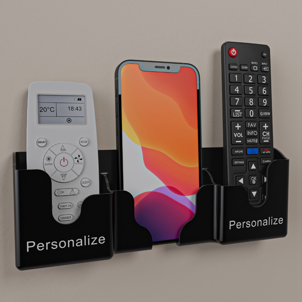 Suporte De Parede Porta 2 Controles Remoto e 1 Celular Multiúso Adesivo Universal Personalizável