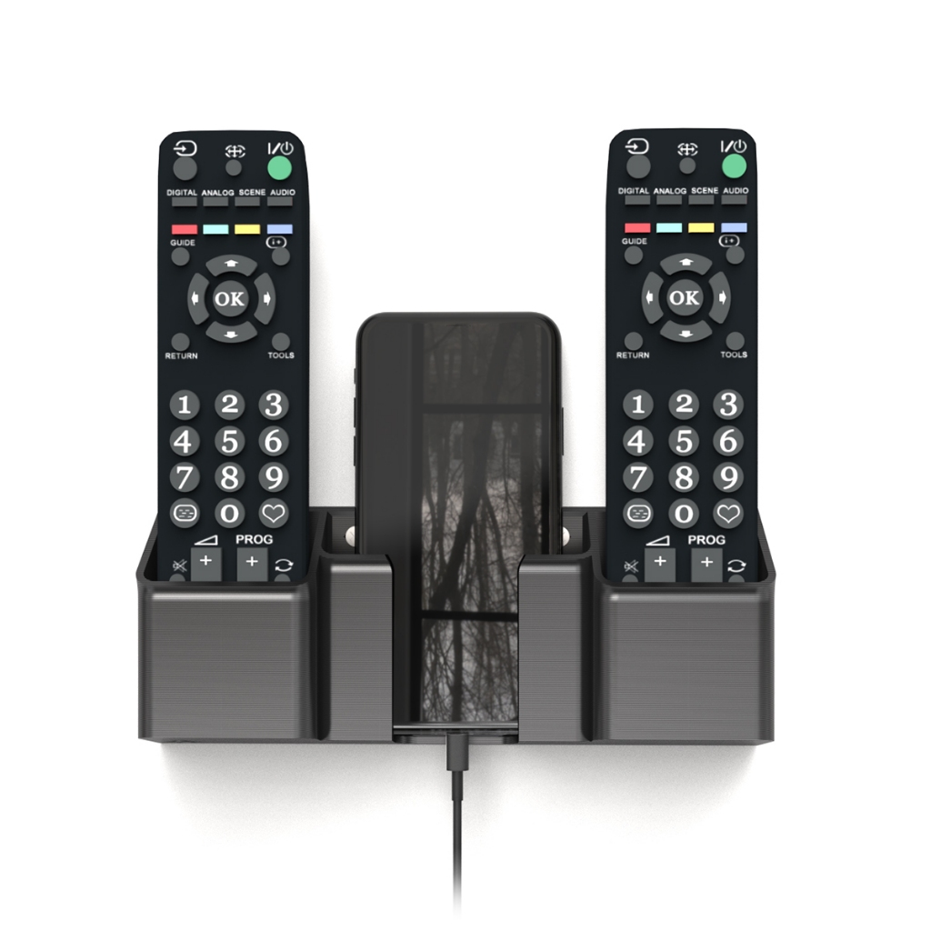 Suporte para 2 Controles Remoto e Porta Celular Parede Universal