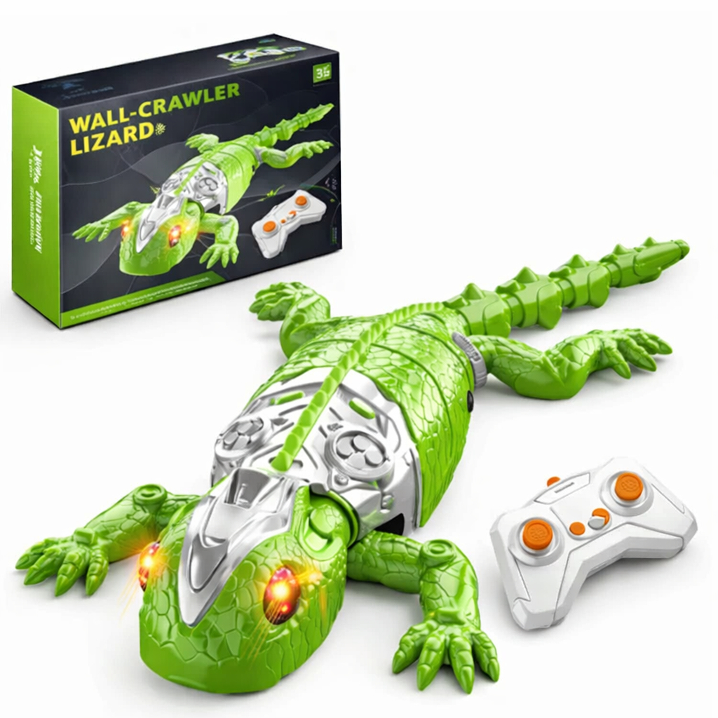 Lagarto Controle Remoto Escalador de Parede 360° LED Sucção Vácuo Brinquedo Infantil
