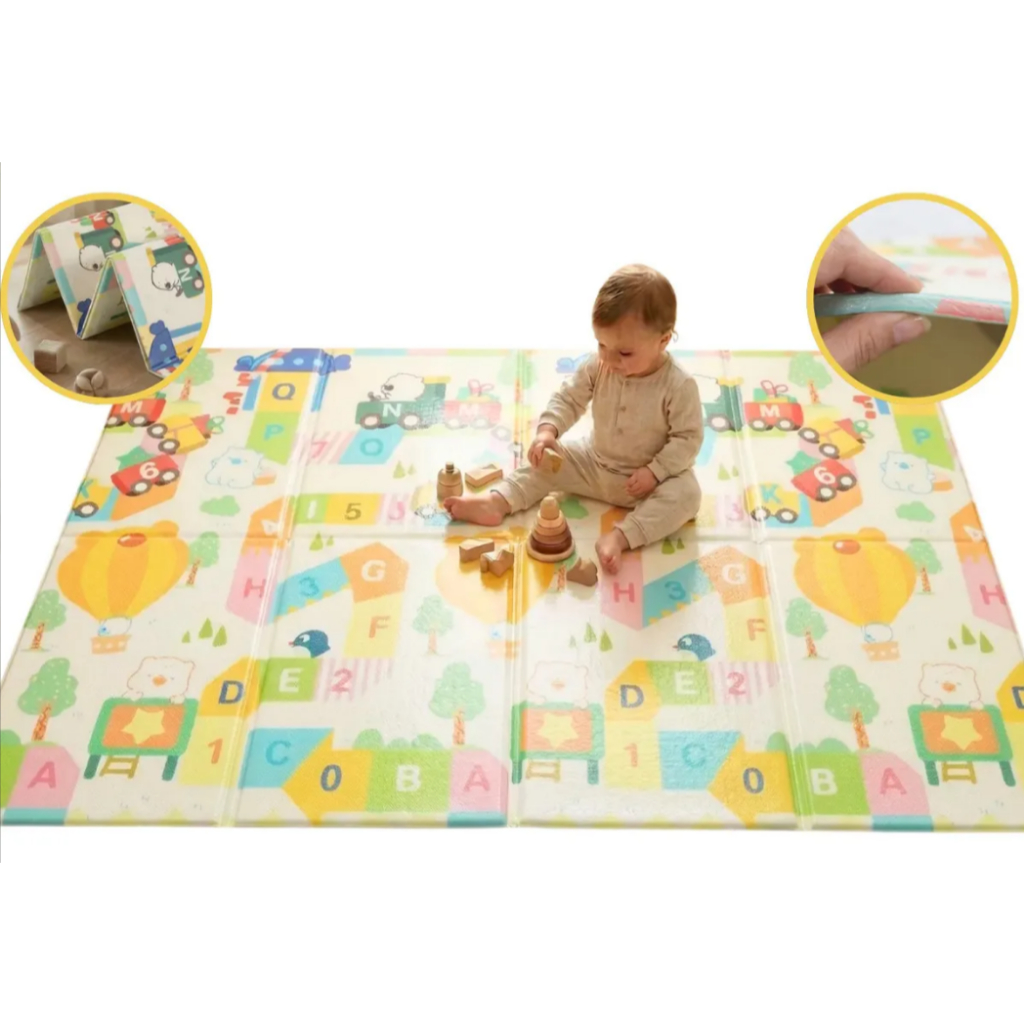 Tapete Infantil Tatame Dupla Face Emborrachado 150x200cm Dobrável Antiderrapante Seguro Impermeável Bebê Kapazi