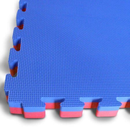 Kit 20 Tatames Tapetes EVA Dupla Face Azul e Vermelho 50x50x3cm 30mm Antiderrapante Linha Premium