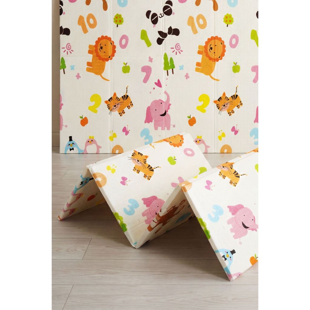 Tapete Tatame Infantil Dobrável Dupla Face Zoo 180x120 Impermeável Antiderrapante
