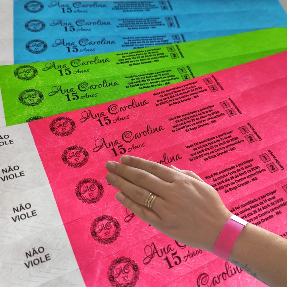 100 Pulseira de Identificação Cores Neon Baladas Festas Controle