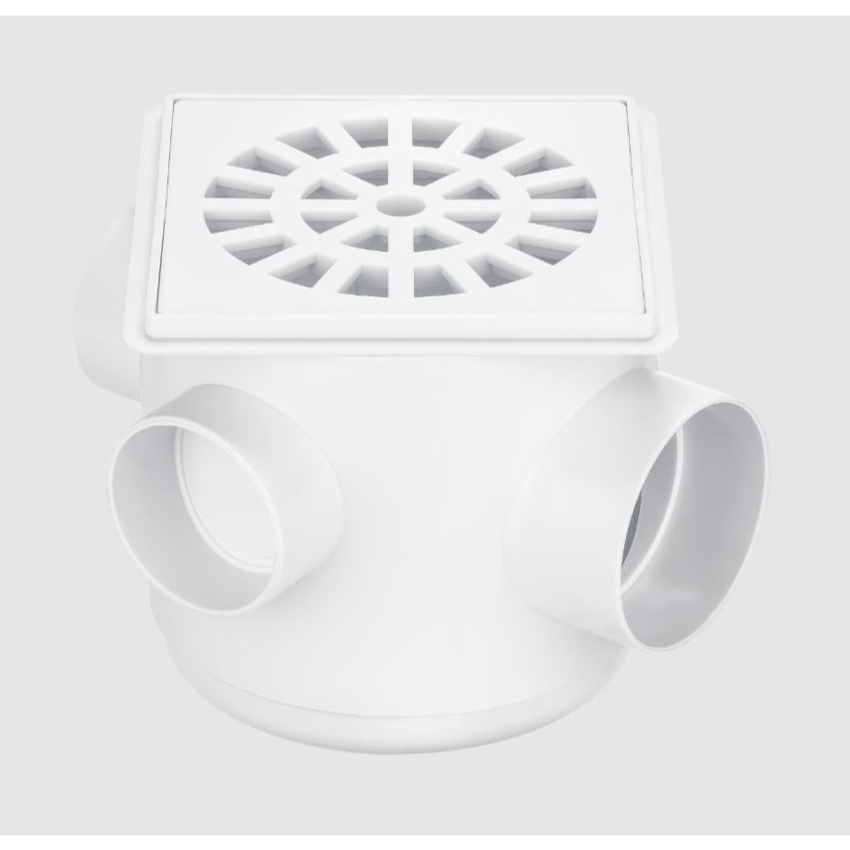Caixa Sifonada Herc 100x100x50 com Grelha Quadrada PVC Alta Resistência Anti Odor