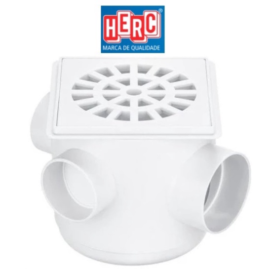 Caixa Ralo Sifonado Quadrado Com Grelha Pvc 10x10x50 ( 100x100x50) / 15x15x50 ( 150x150x50) Herc