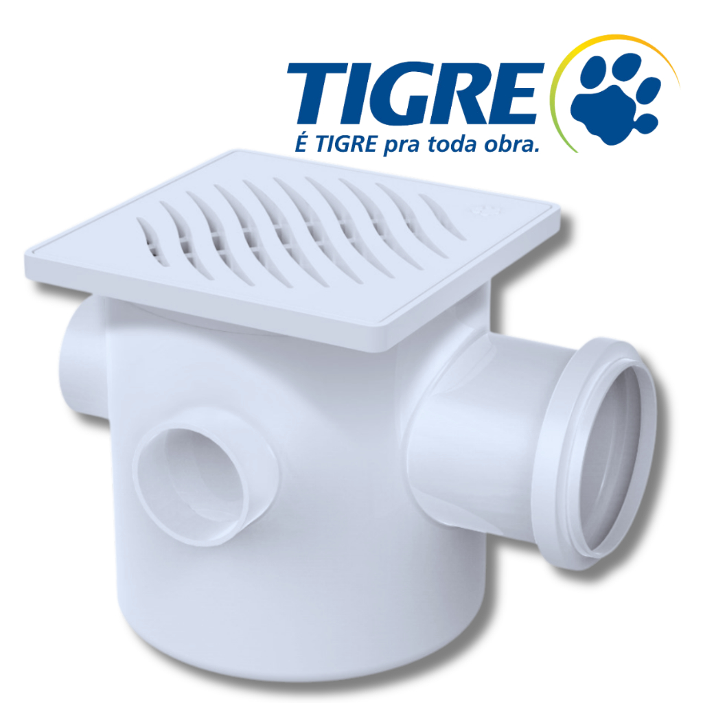 Caixa Sifonada 100x100x50 Quadrada C/Grelha Tigre Caixa Sanfonada para Banheiro Caixa de Gordura