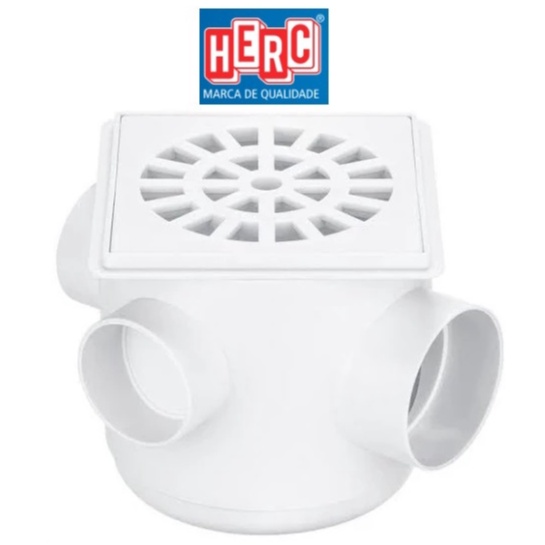 Caixa Ralo Sifonado Quadrado Com Grelha Pvc 10x10x50 ( 100x100x50) / 15x15x50 ( 150x150x50) Herc