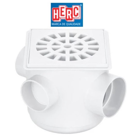 Ralo Sifonado Caixa Sifonada Quadrado Com Grelha Pvc 10x10x50 (100x100x50) / 15x15x50 (150x150x50) Herc