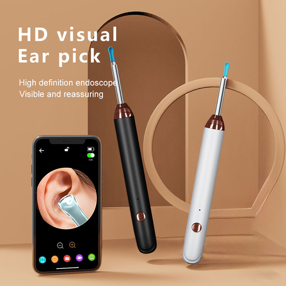Limpador Auricular Visual com Câmera e Luz LED | Otoscópio Sem Fio para Remoção de Cera | Compatível com iOS e Android |