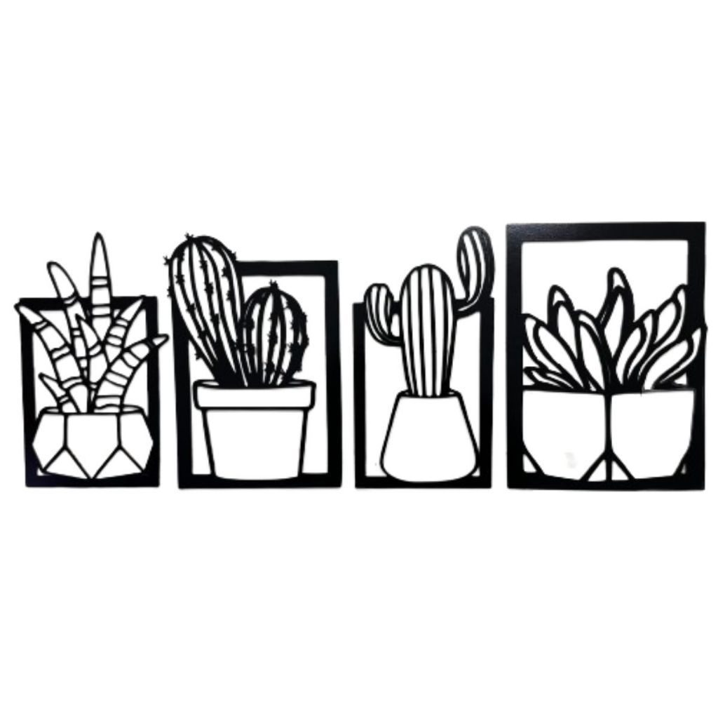 Quadro decorativo CACTO em MDF 30x18cm