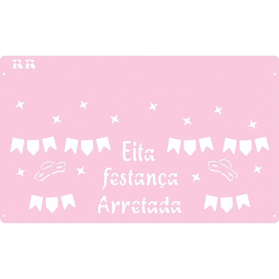 Stencil Festa Junina Decoração para Bolos Doces Biscoitos 30x18cm São João