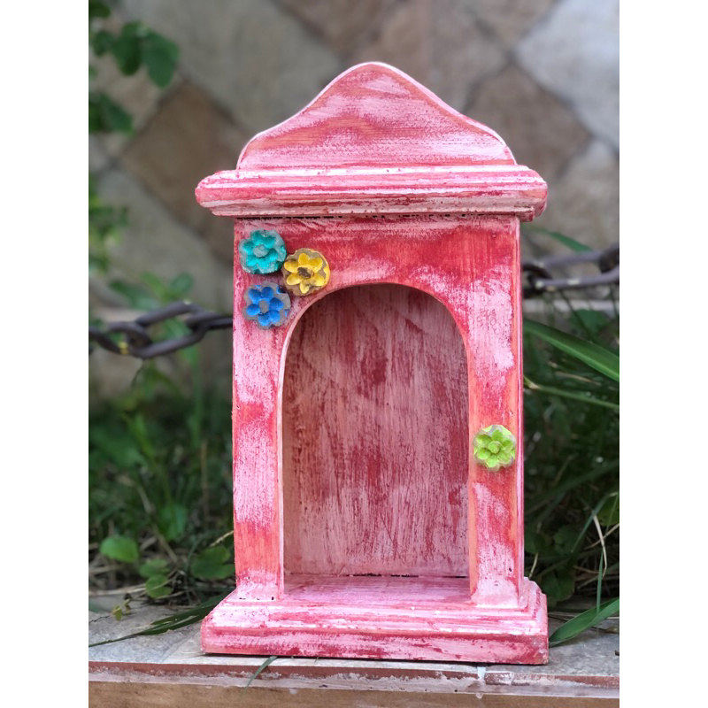 Oratório Capela Feita Em Madeira Com MDF Medidas 30x18cm
