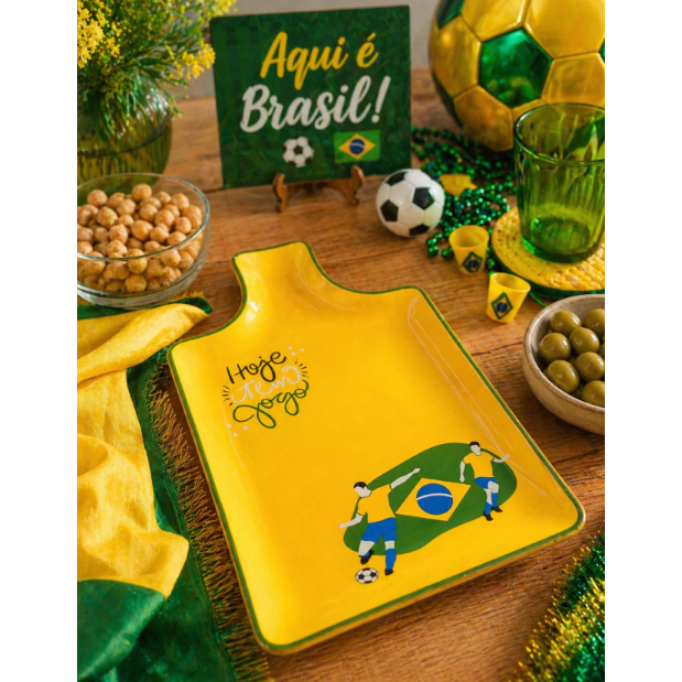 Tábua de Servir 30x18cm em Vidro Copa do Mundo 2026