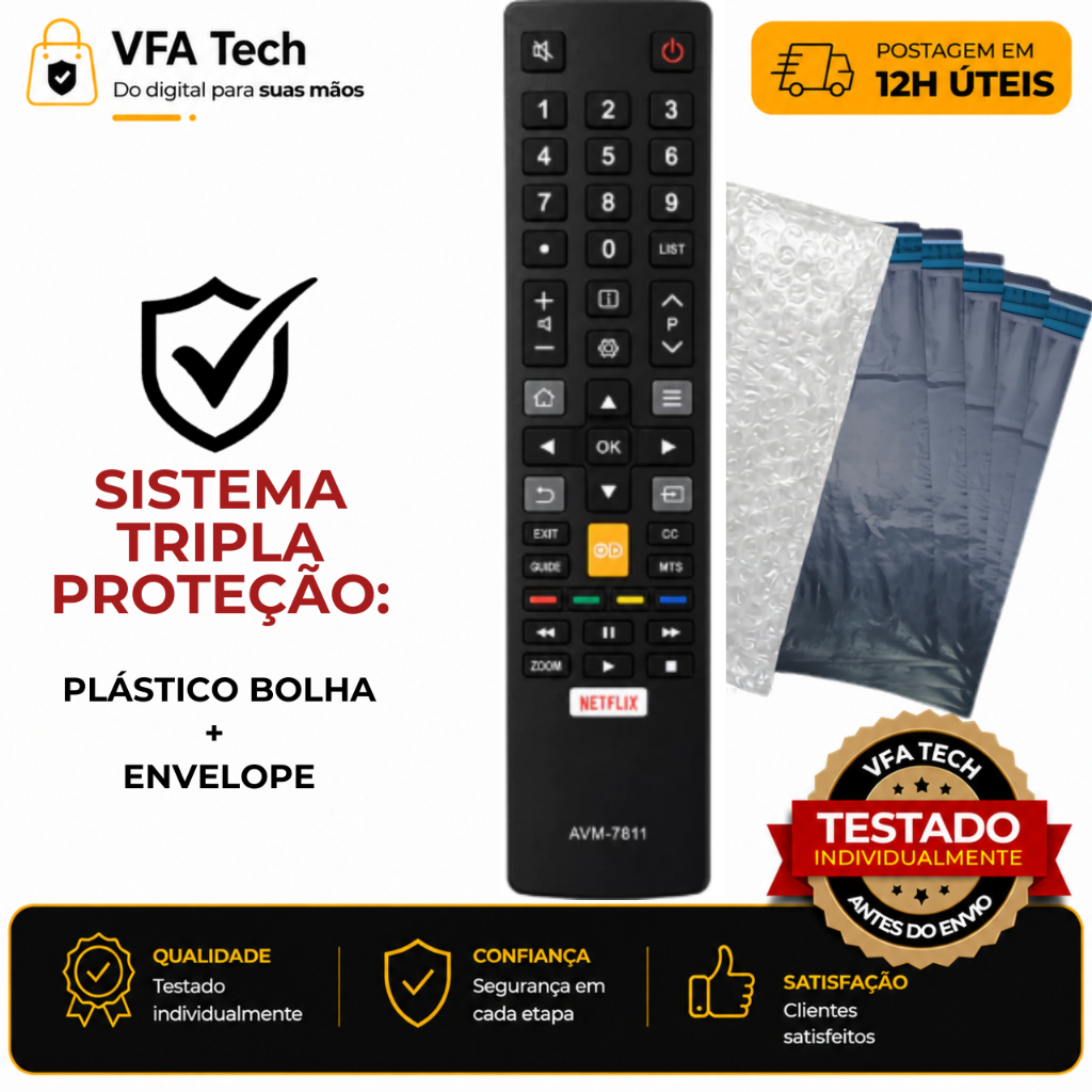 Controle Remoto Compatível para Tv TCL Smart 4k 7811 L40s4900fs / L43s4900f / U55C7006 / L32S4900S | Envio em 12H Úteis