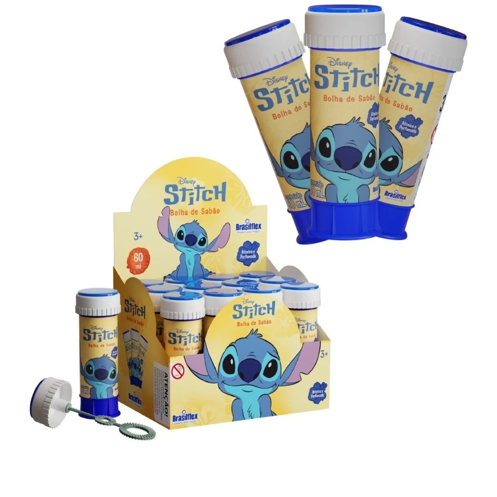 Mini Lança Bolhas Stitch Disney - Kit Diversão para Crianças