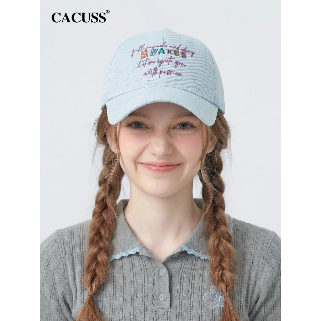 CACUSS Boné feminino primavera novo estilo puro algodão colorido ponto fio macio topo boné de beisebol contraste cor bor
