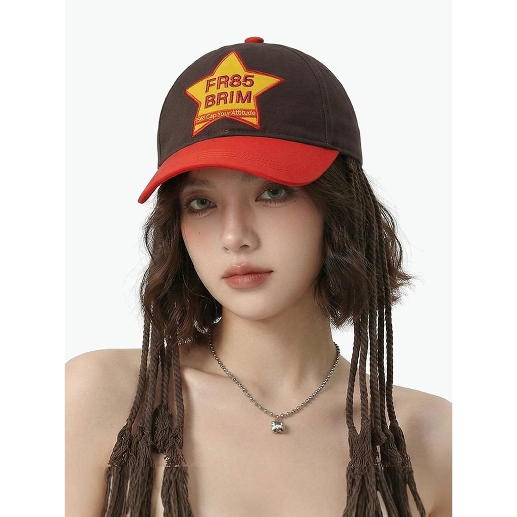 CACUSS Boné feminino primavera verão estilo americano rua contraste cor boné de beisebol puro algodão macio topo Retro n