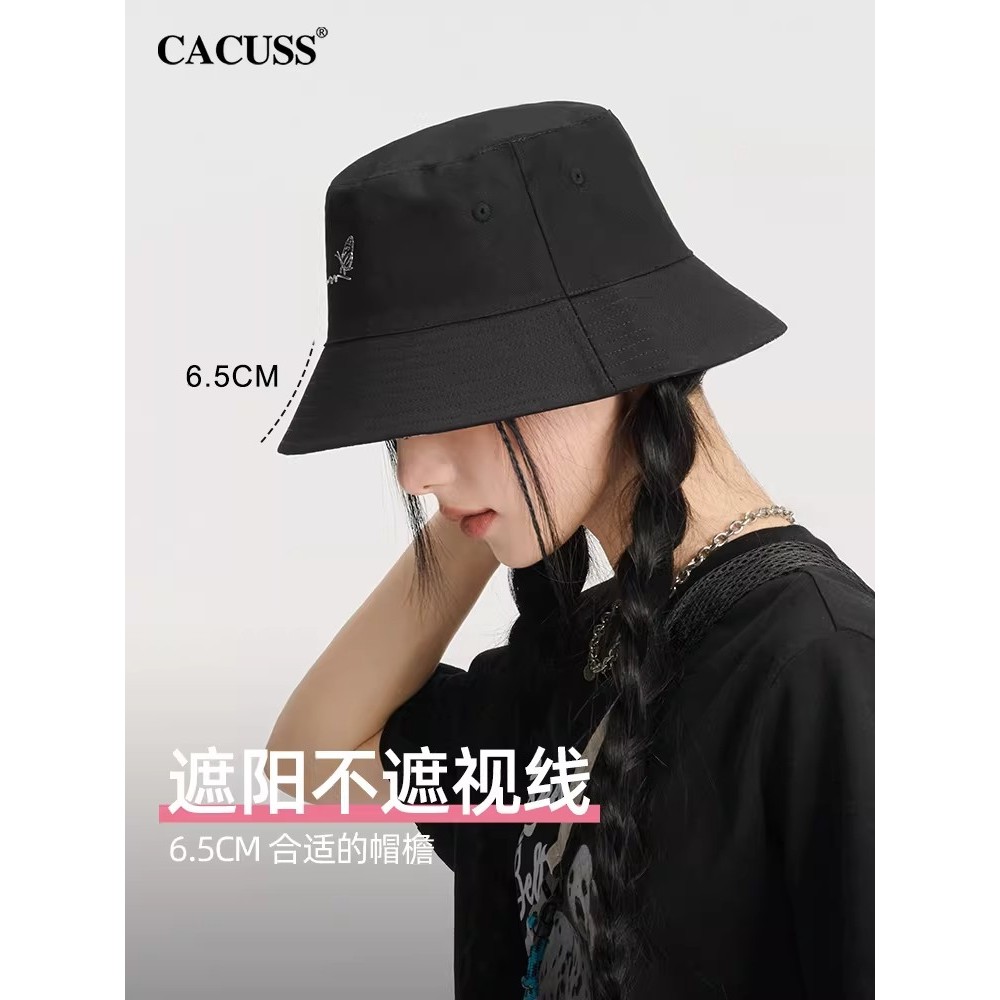 CACUSS Primavera Verão Dupla Face Protetor Solar Balde Chapéu Borboleta Impresso Bacia Chapéu Moda Feminina Chapéu de So