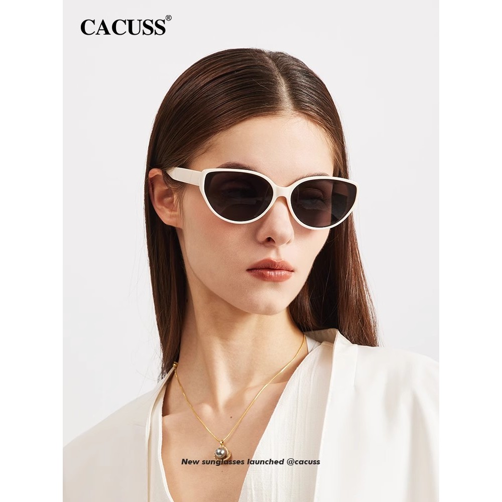 CACUSS Retro olho de gato óculos de sol feminino 2025 novo estilo High-End sentido Anti-ultravioleta polarizado óculos d