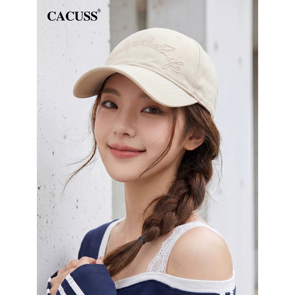 CACUSS Boné feminino verão ao ar livre Retro grande circunferência da cabeça boné de beisebol puro algodão macio topo pe