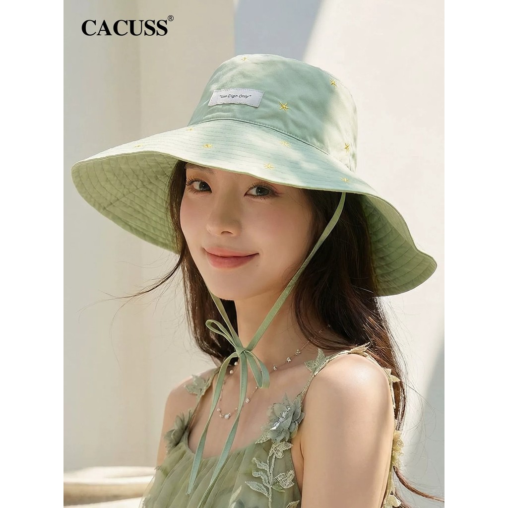 CACUSS Verão Novo Estilo Chapéu de Algodão Puro Aba Grande Chapéu de Sol Ao Ar Livre Protetor Solar Dobrável Chapéu de S