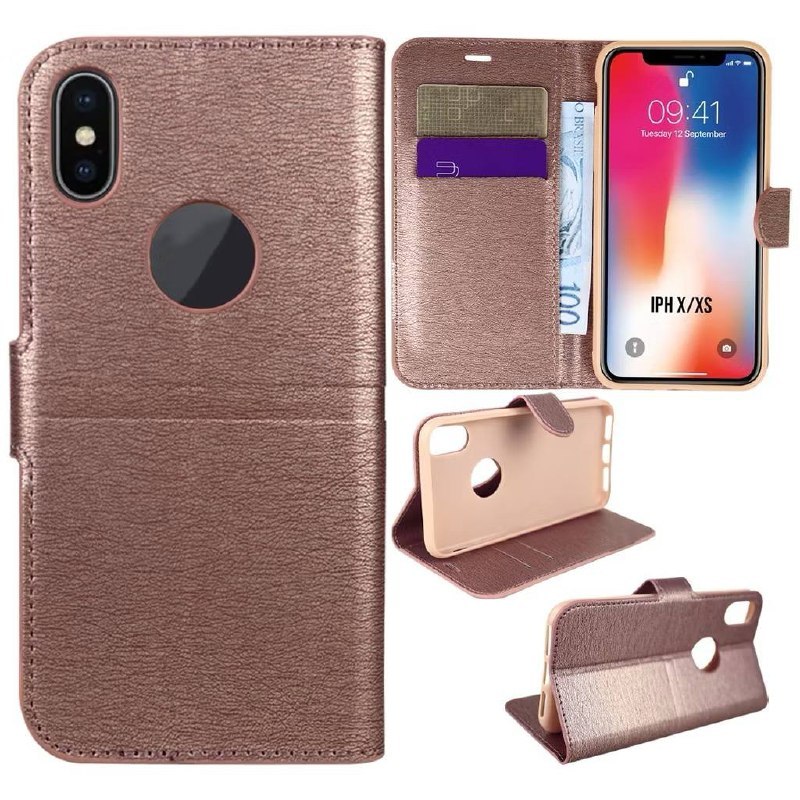 capa case capinha carteira flip cover couro sintético cores X XS IPHONE