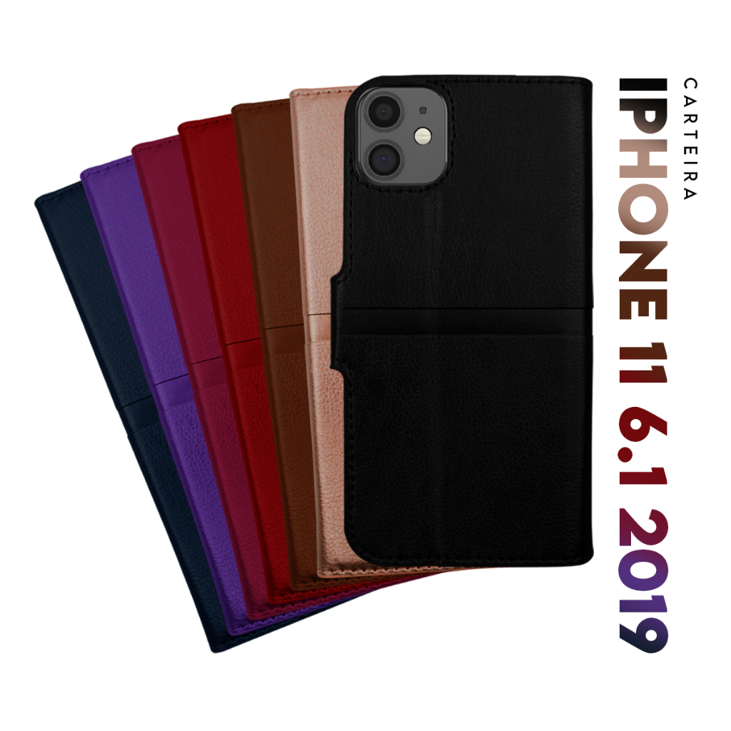 Capa Case Capinha Carteira Flip Cover Couro Sintético PRETA Para Iphone 11 tela 6.1 pol - Cell in Power25