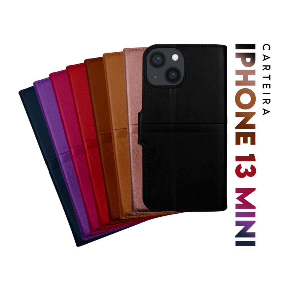 Capa Case Capinha Carteira Flip Cover Couro Sintético PRETA Para Iphone 13 Mini tela 5.42 pol - Cell in Power25