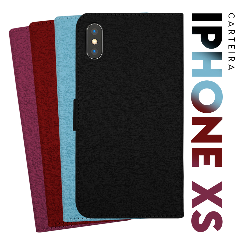 Capa Case Capinha Carteira Flip Cover Couro Sintético PRETA Iphone X e XS tela 5.8 pol Cell in Power25