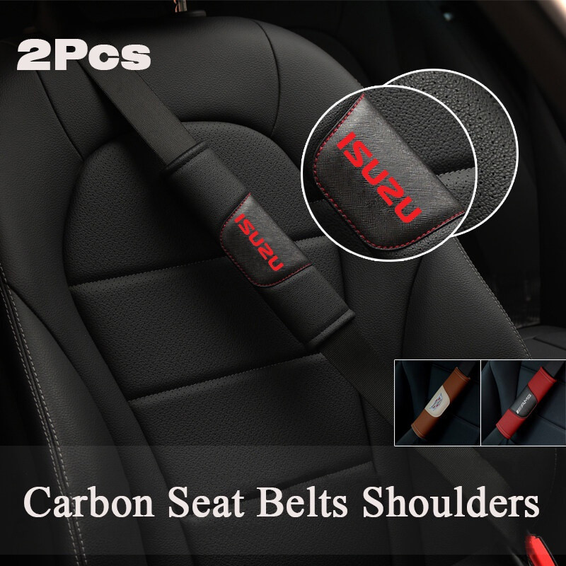 High End Cowhide Car Safety Seat Belt Shoulder Pads Genuine Leather Seat Belt Covers For Isuzu Truck SUV Auto Interior S
