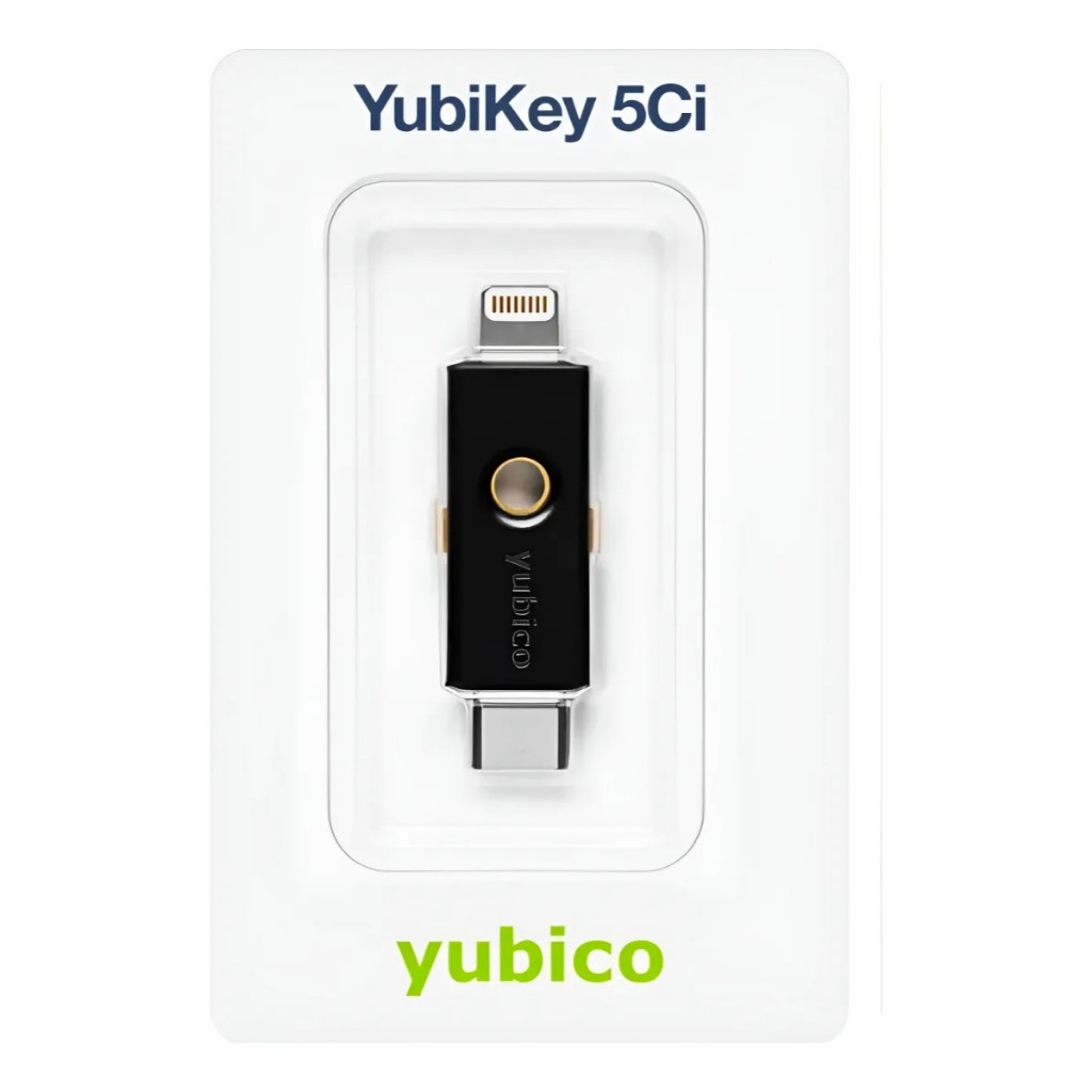 YubiKey 5Ci Chave de Segurança Yubico Fido2 Lacrada Original para Autenticação 2FA em USB-C e Lightning