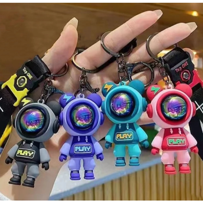 Chaveiro Lightning Boneco Urso Astronauta Espaço Pingente Pequeno Presente Bonito Cores Emborrachado