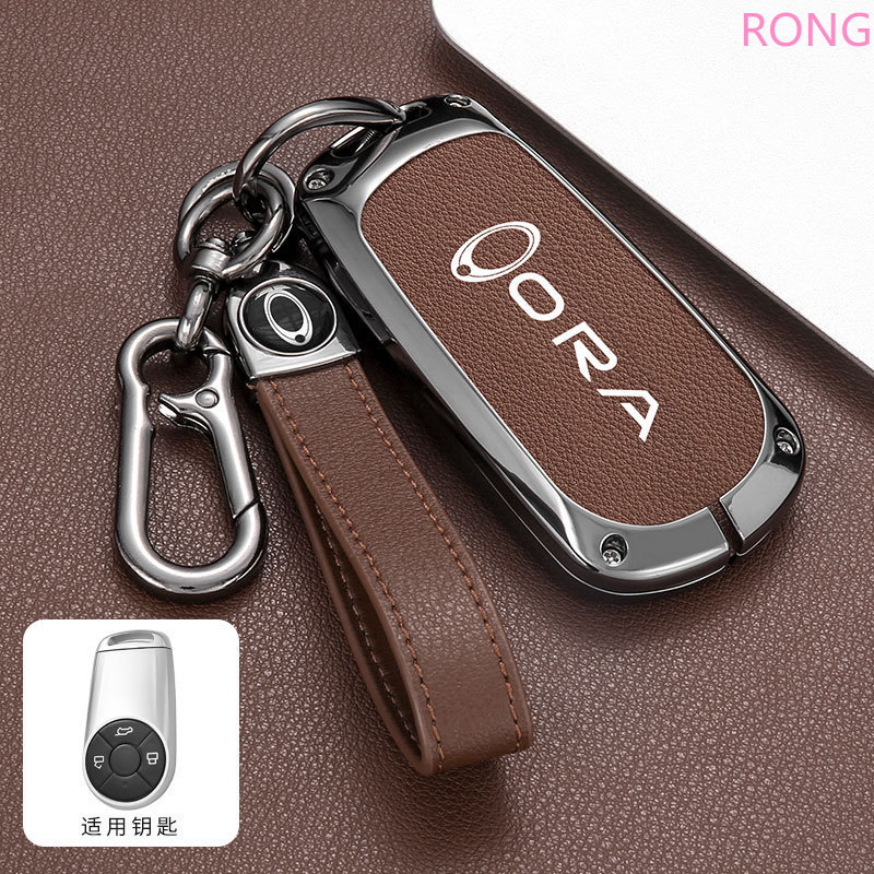 Liga De Zinco + Capa De Chave De Couro Para ORA 5/Good Cat GT/Mulan/Ballet/Lightning GWM HAVAL H6 M6 White Carro Fob