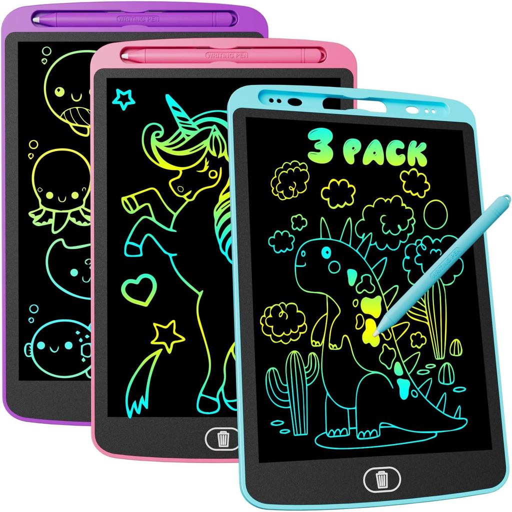 10 Inch LCD Writing Tablet, 3PCS Colorful Doodle Board Drawing Tablet, Eye Protection Drawing Pads with Lock & Erase FUN