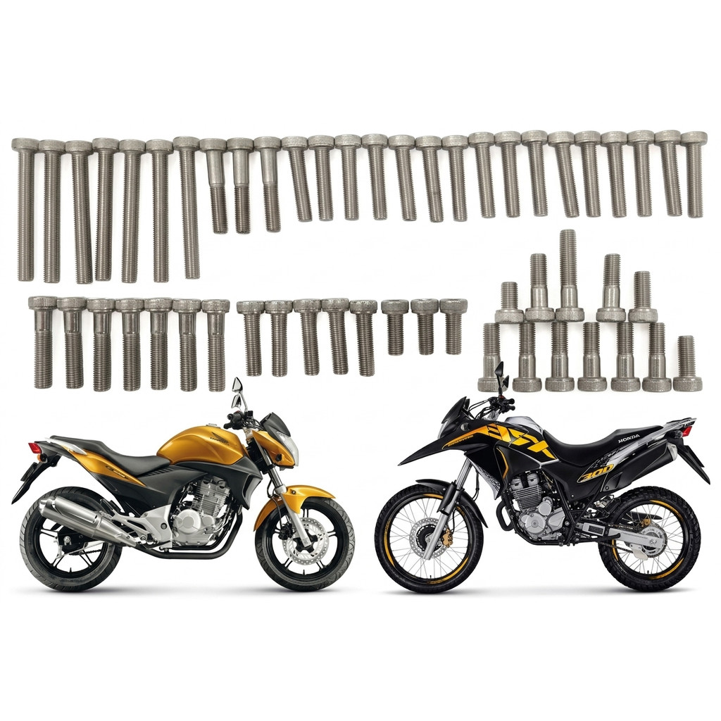 🔥 KIT 44 PARAFUSOS INOX TAMPA MOTOR – HONDA CB300R / XRE300 |  AÇO INOX 304 ANTIFERRUGEM!