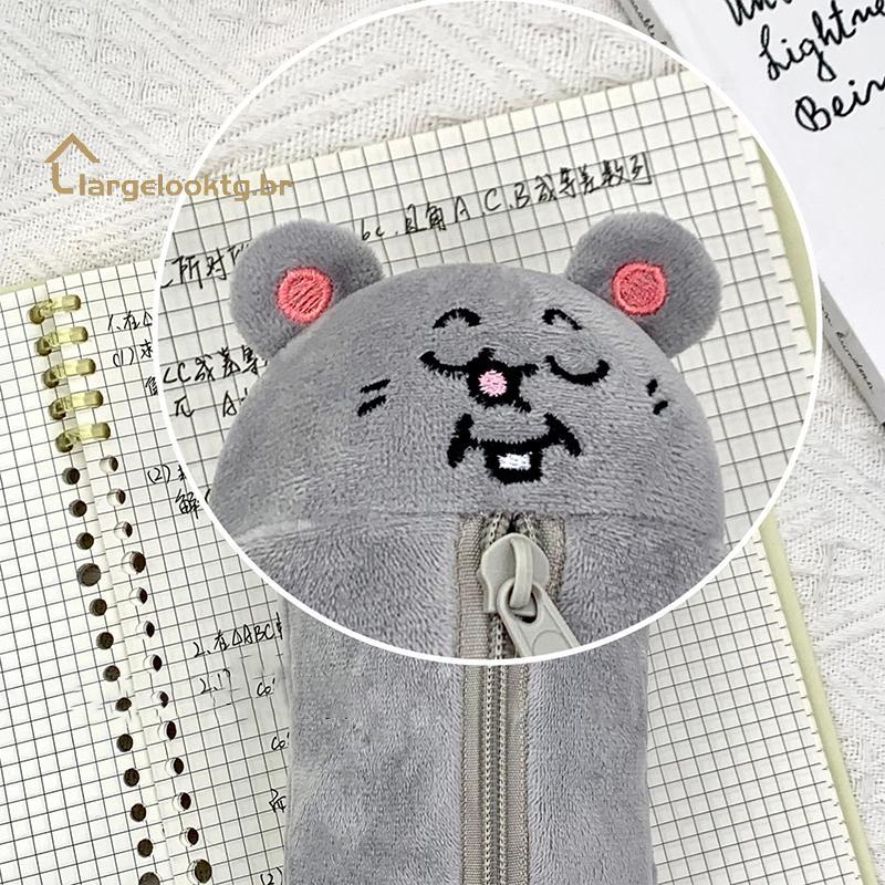 Bonito Dos Desenhos Animados Sorrindo Mouse Pelúcia Lápis Caso Grande Capacidade Estudante Papelaria Saco
