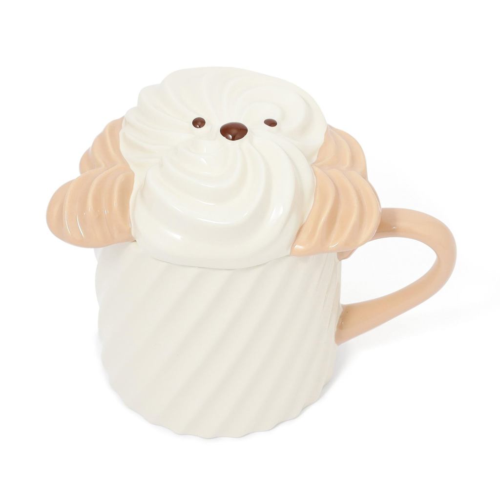 Francfranc Whipped Mug Caramel with Lid Coffee Cup Tea Cup Microwave and Dishwasher Safe