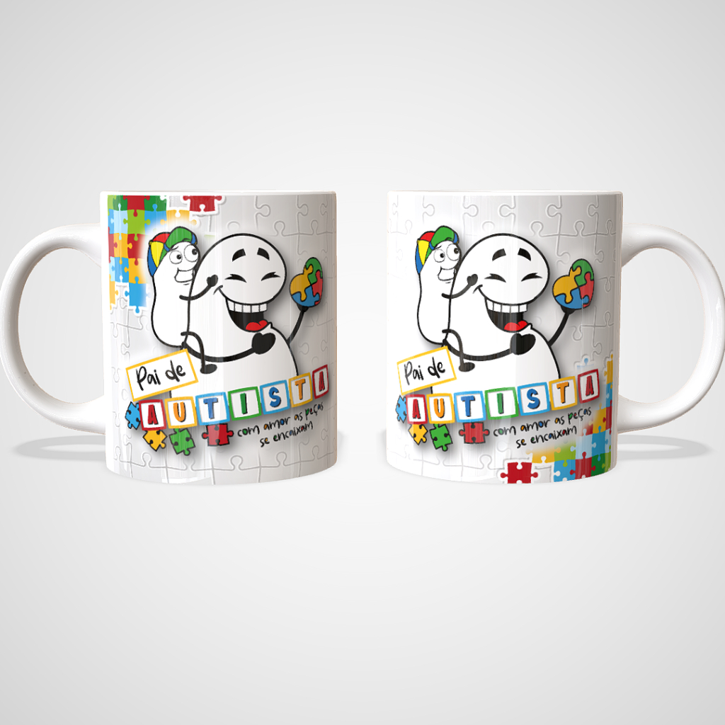 Caneca Xícara Dia dos Pais Homenagem Pai de Autista Quebra-Cabeça TEA Padrasto Presente Personalizada OFERTA RELÂMPAGO!