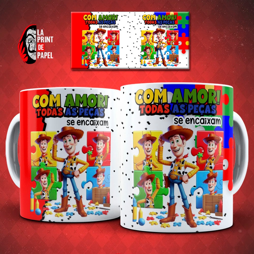 Caneca Quebra Cabeça Autista, TEA, Caneca Personalizada de Cerâmica de 325ml
