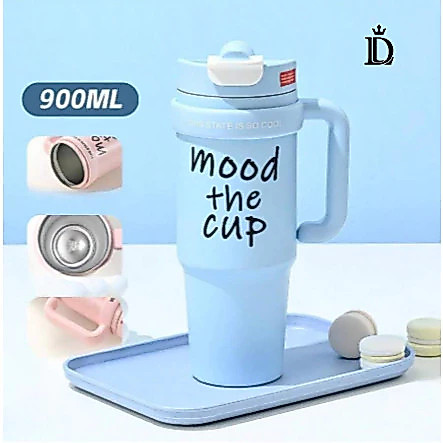 ( MOD THE CUP) Copo térmico com Canudo de Inox 1000ml Com Alça Isolamento Térmico