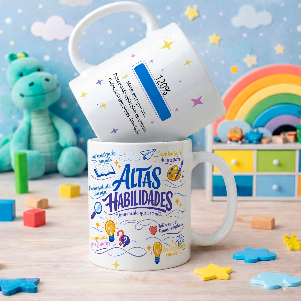 Caneca Autismo 325ml – Conscientização TEA Quebra-Cabeça Colorido Presente Inclusão