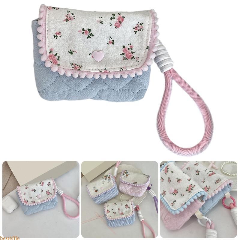 BES Compact Floral Print Cotton Camera Storage Bolsa Dinheiro Para Fácil Transporte