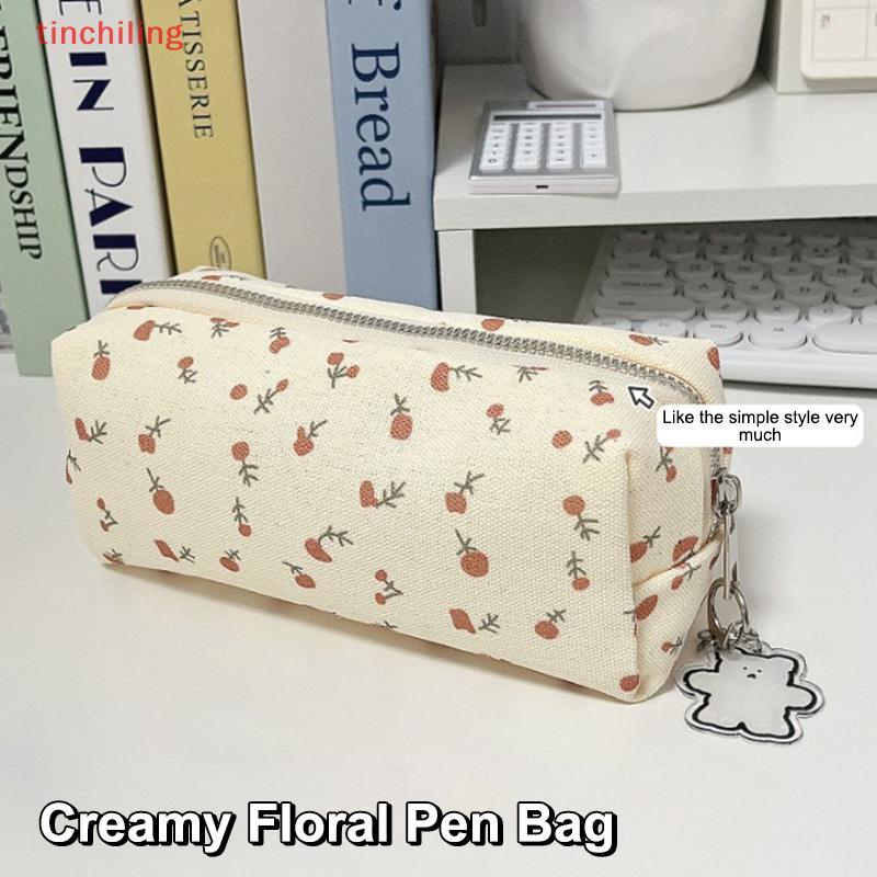 INS Floral Print Pen Bolsa Lápis Multifuncional De Grande Capacidade Caso Organizador De Papelaria Para Estudantes