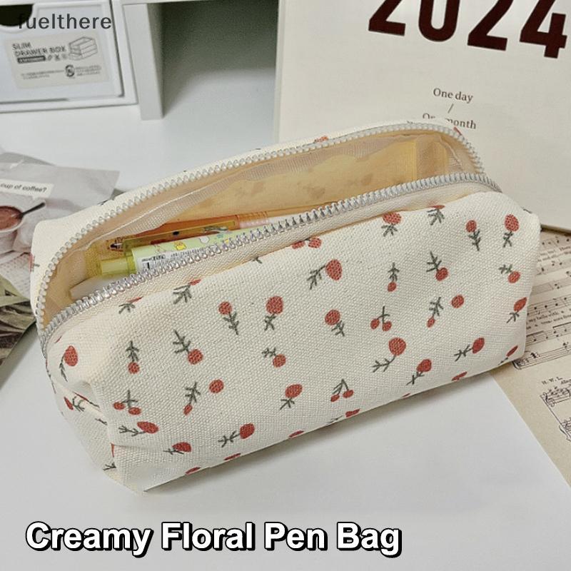 INS Floral Print Pen Bolsa Lápis Multifuncional De Grande Capacidade Caso Organizador De Papelaria Para Estudantes