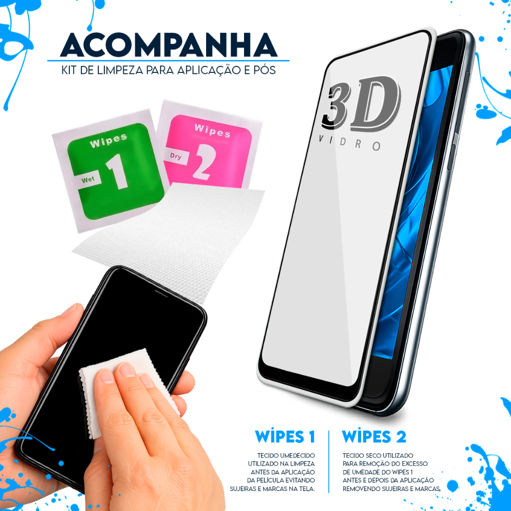 Película de Vidro Full 3d Temperado Compatível Xiaomi redmi 9 , 9c , 9a ,10c , 9i , 9 india , 9 activ - Cell in Power25