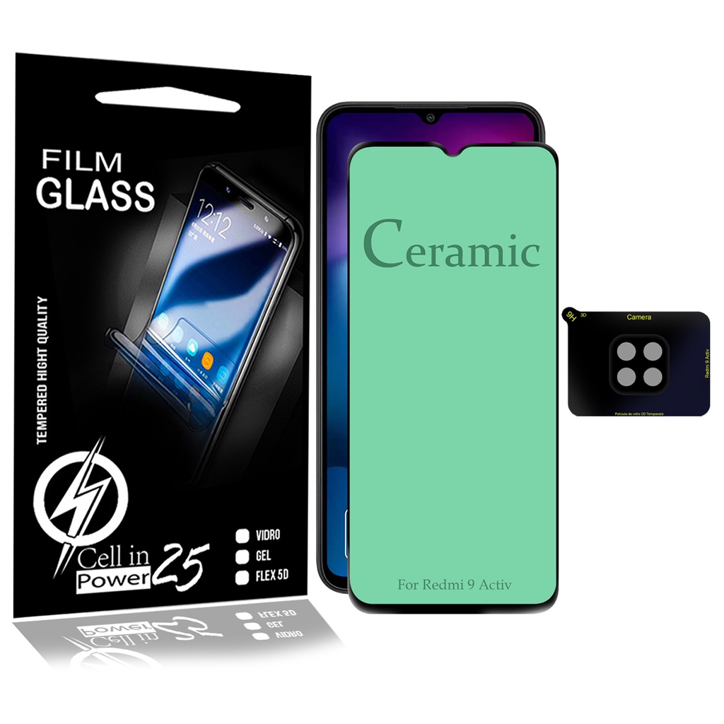 Película 9d Cerâmica compatível XIaomi Redmi 9 Activ 6.53 + película câmera - Cell In Power25